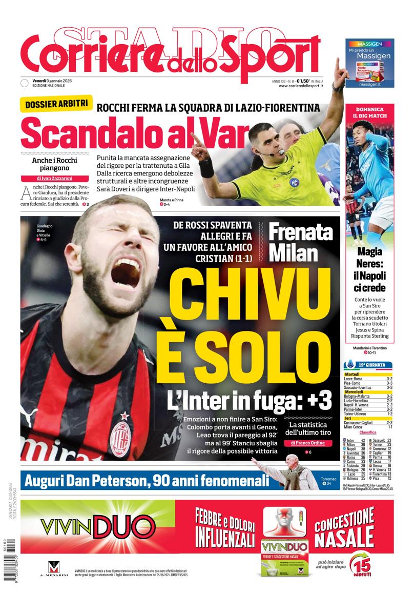 Prima pagina di oggi