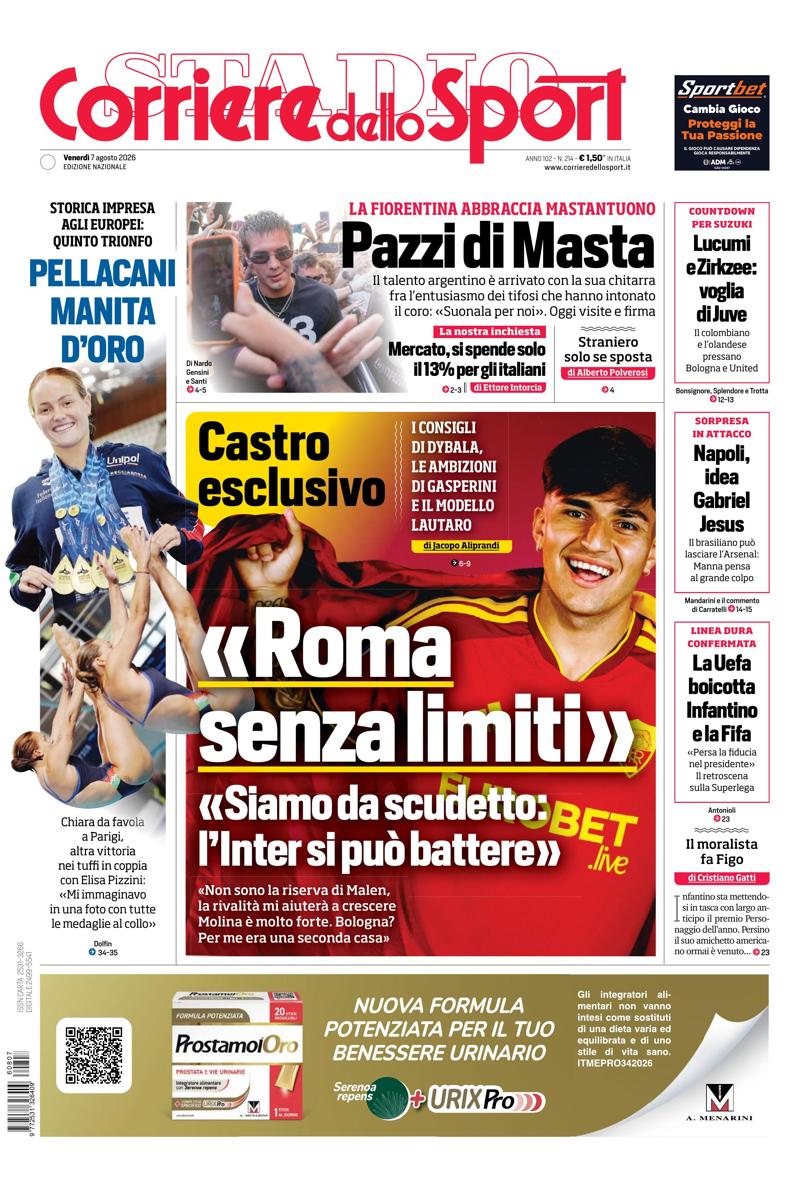 Prima pagina di oggi