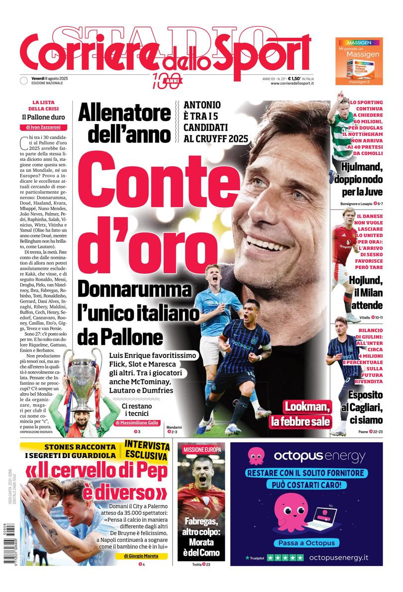 Prima pagina di oggi