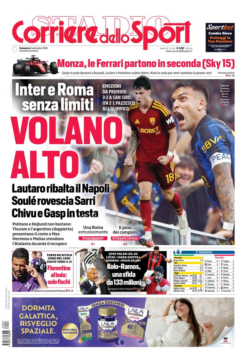 Prima pagina di oggi