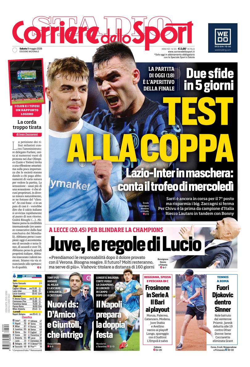 Prima pagina di oggi