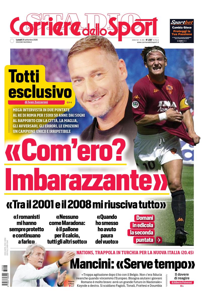 Prima pagina di oggi