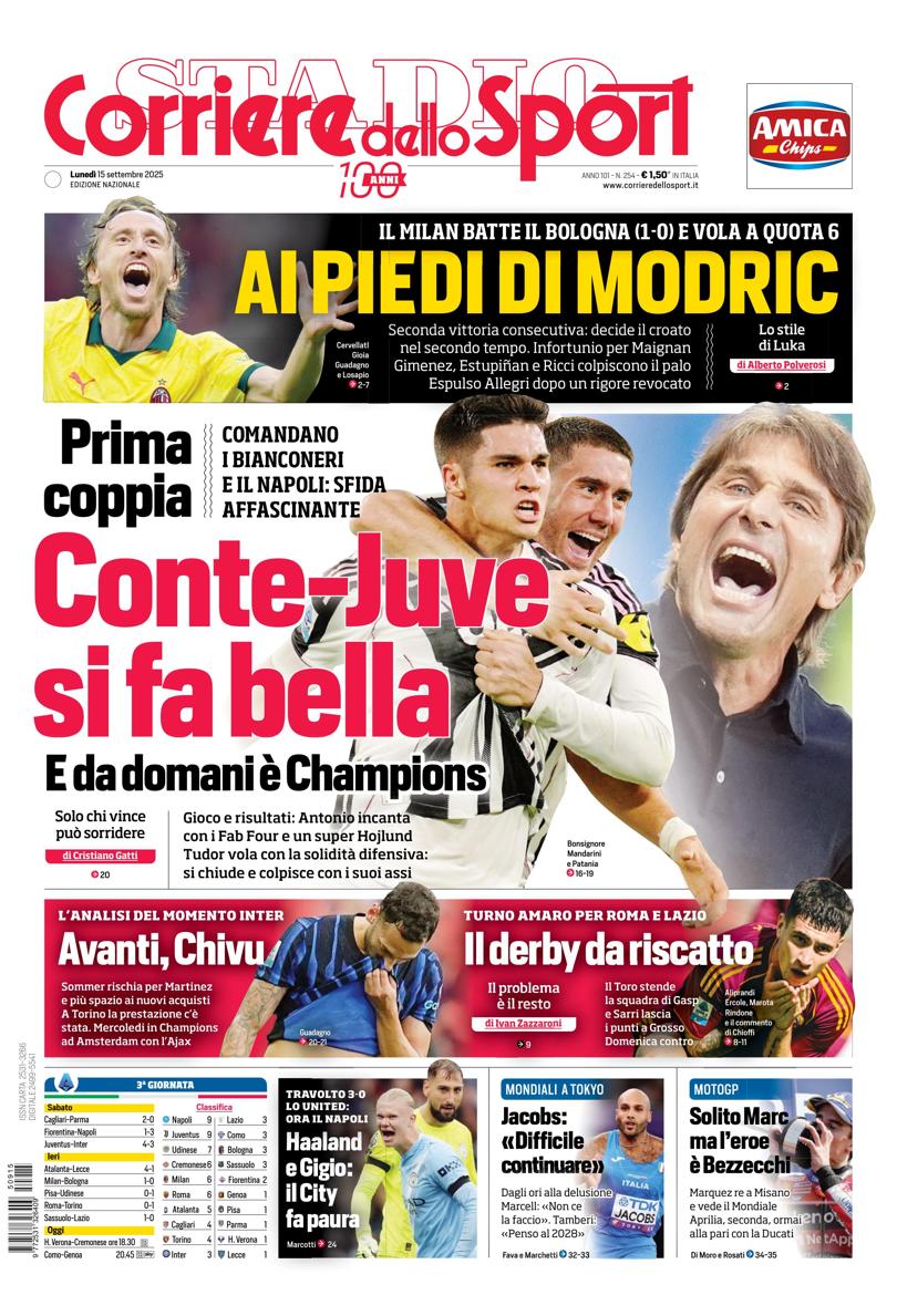 Prima pagina di oggi