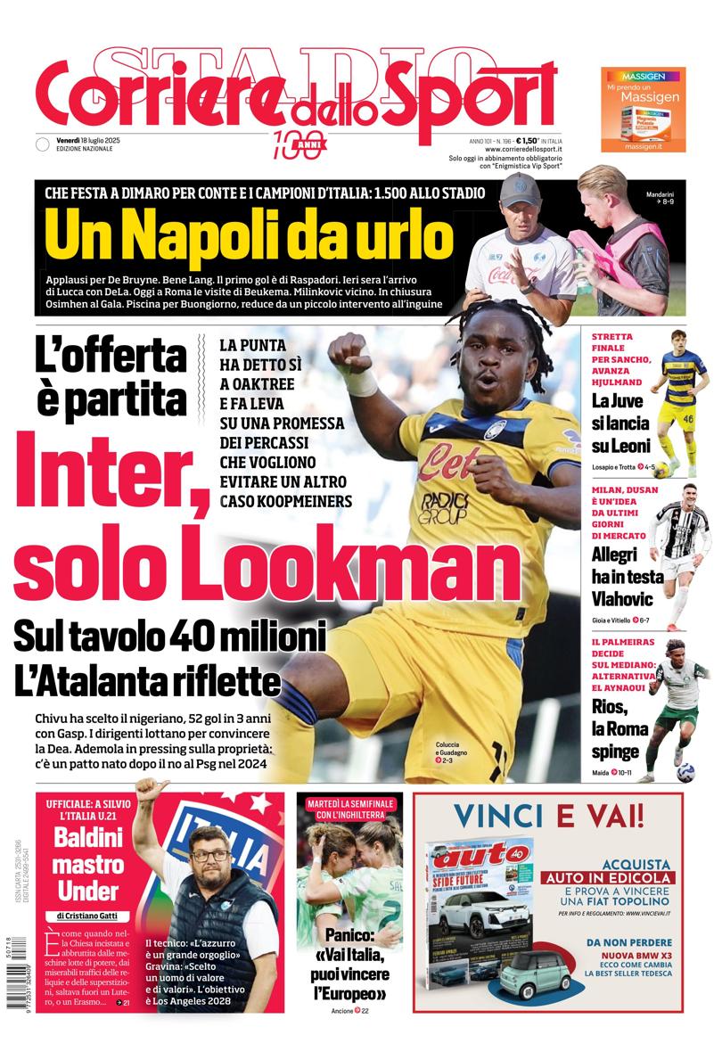 Prima pagina di oggi