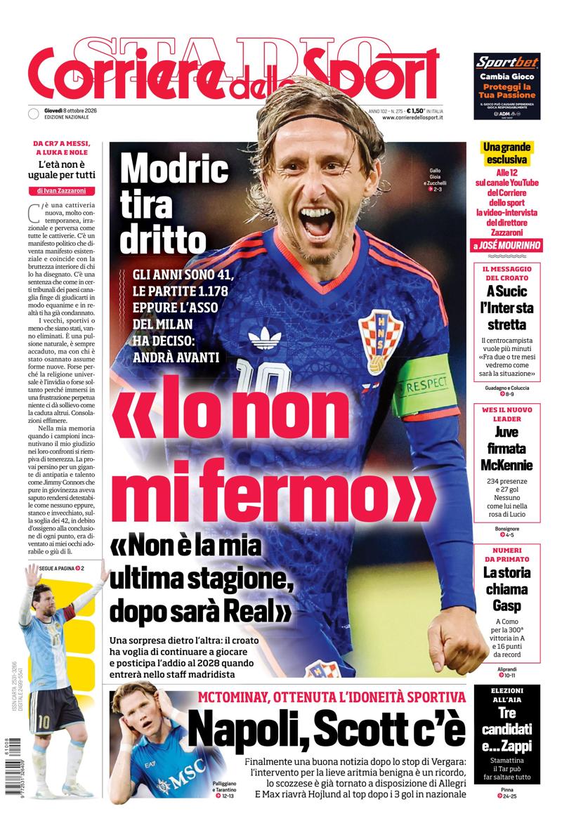 Prima pagina di oggi