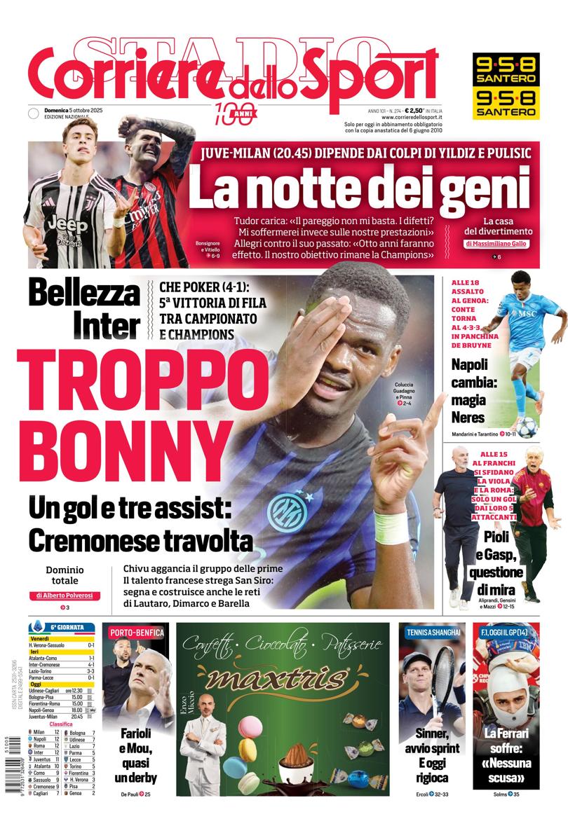 Prima pagina di oggi