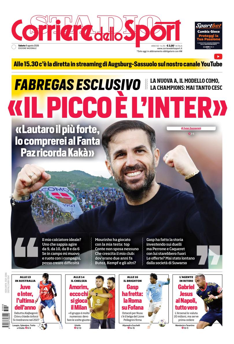 Prima pagina di oggi