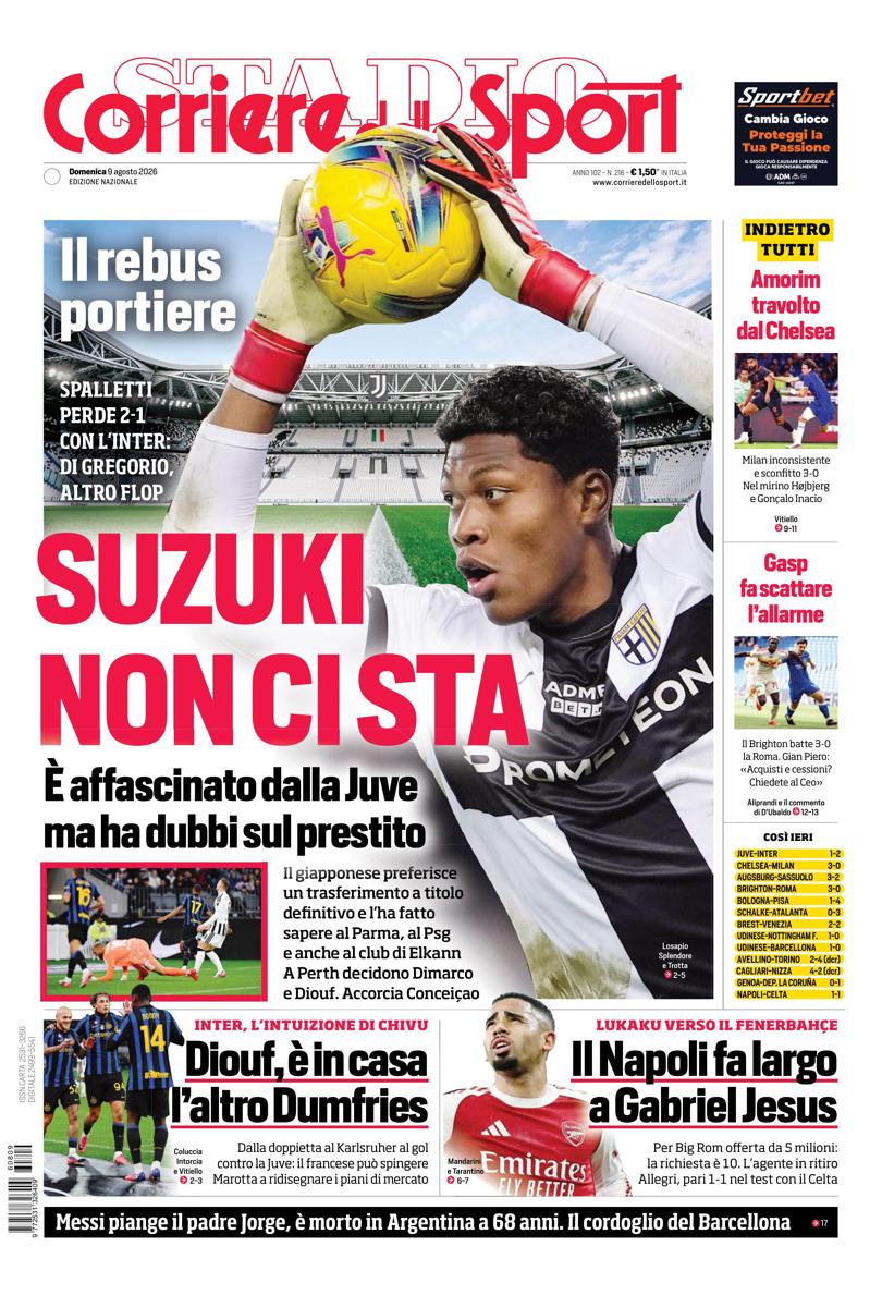 Prima pagina di oggi