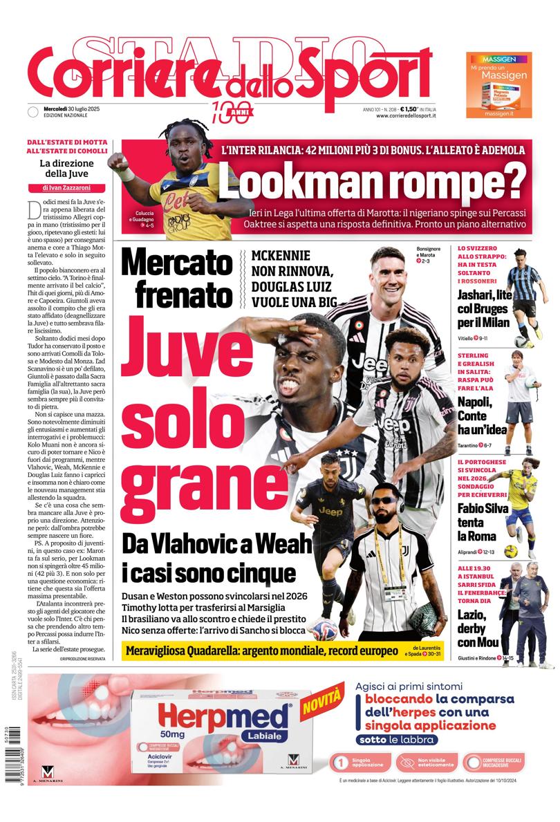 Prima pagina di oggi