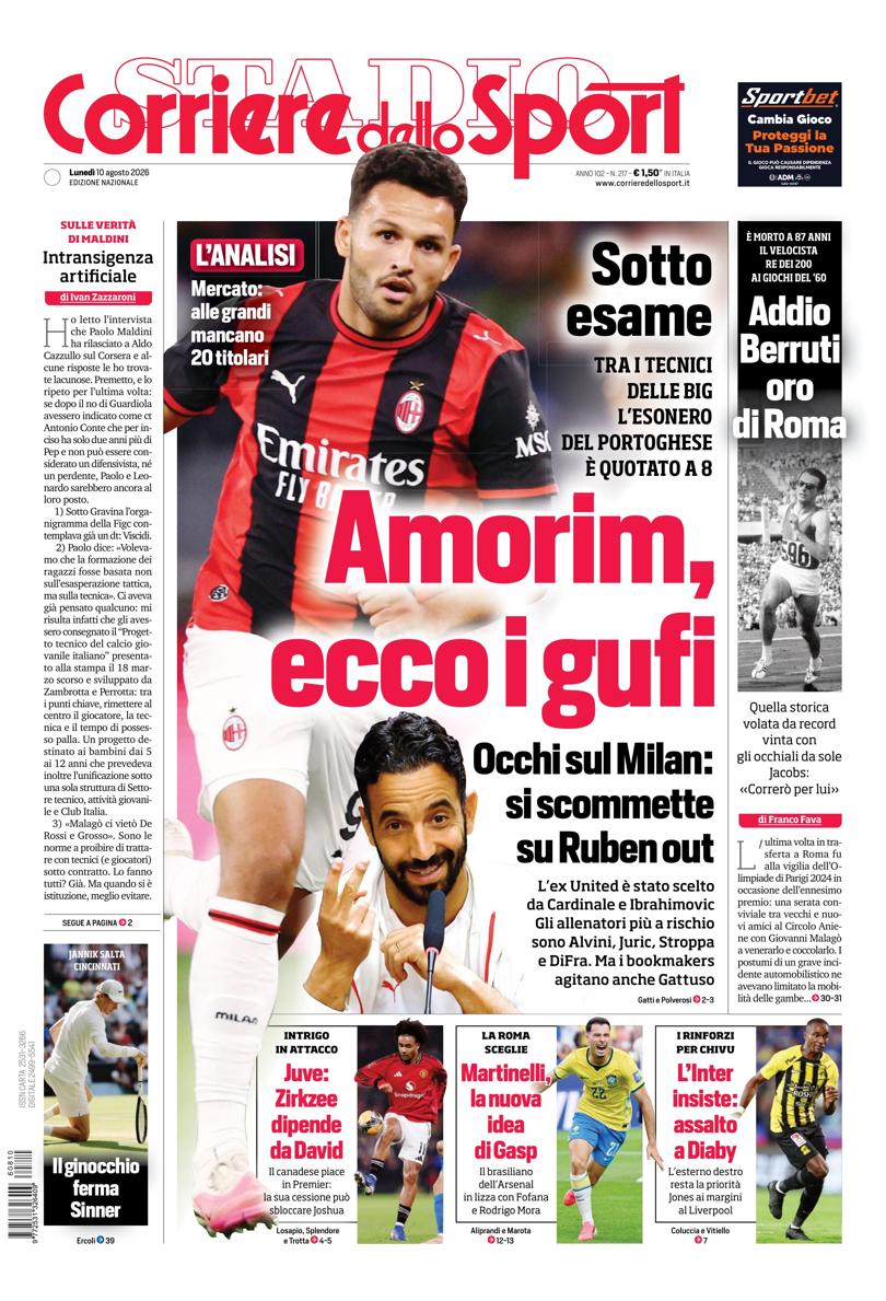 Prima pagina di oggi