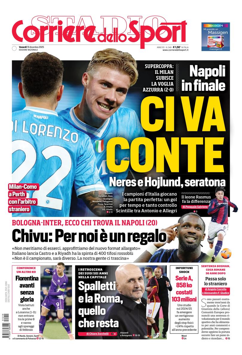 Prima pagina di oggi