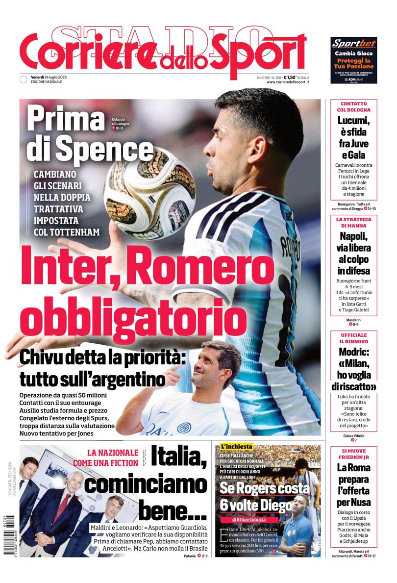 Prima pagina di oggi