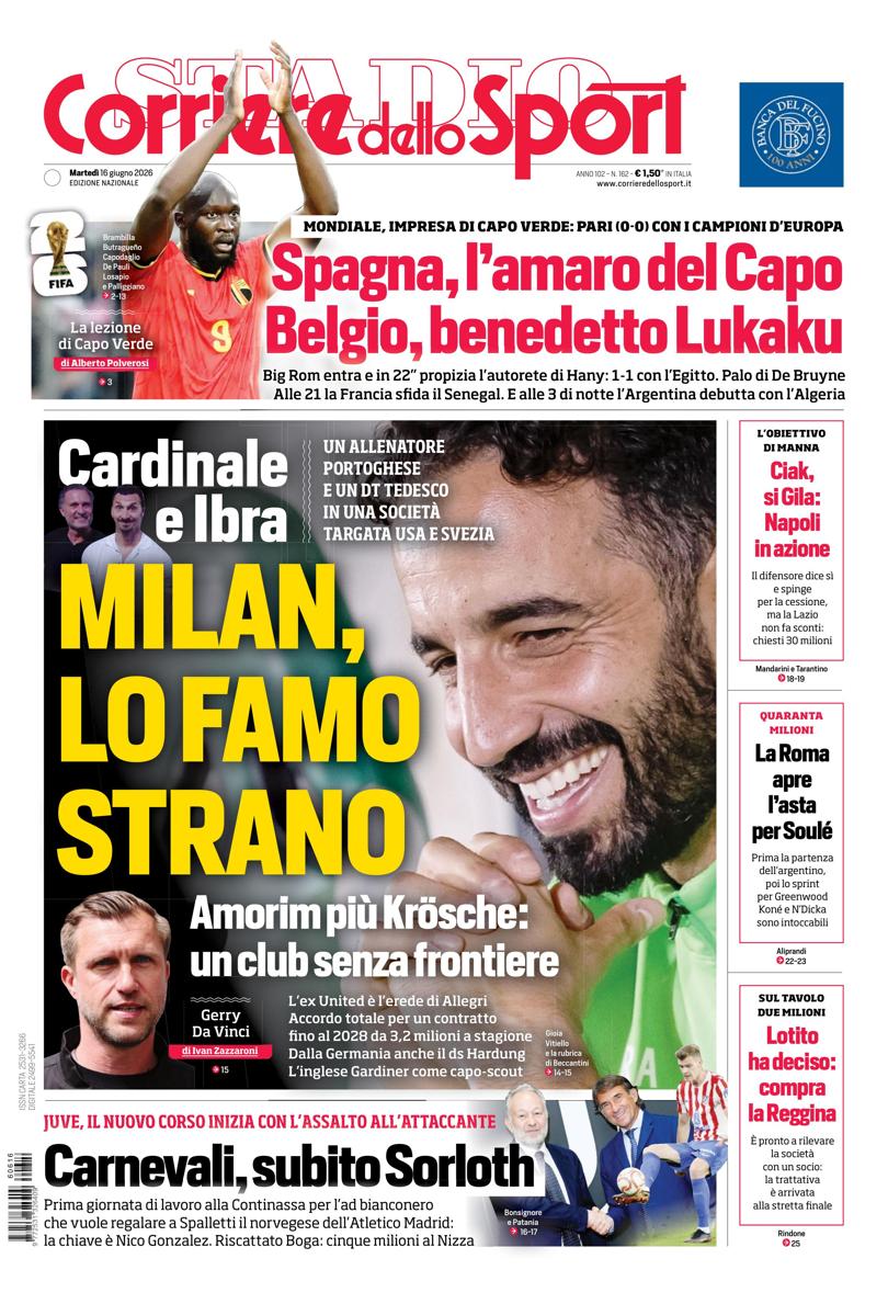 Prima pagina di oggi
