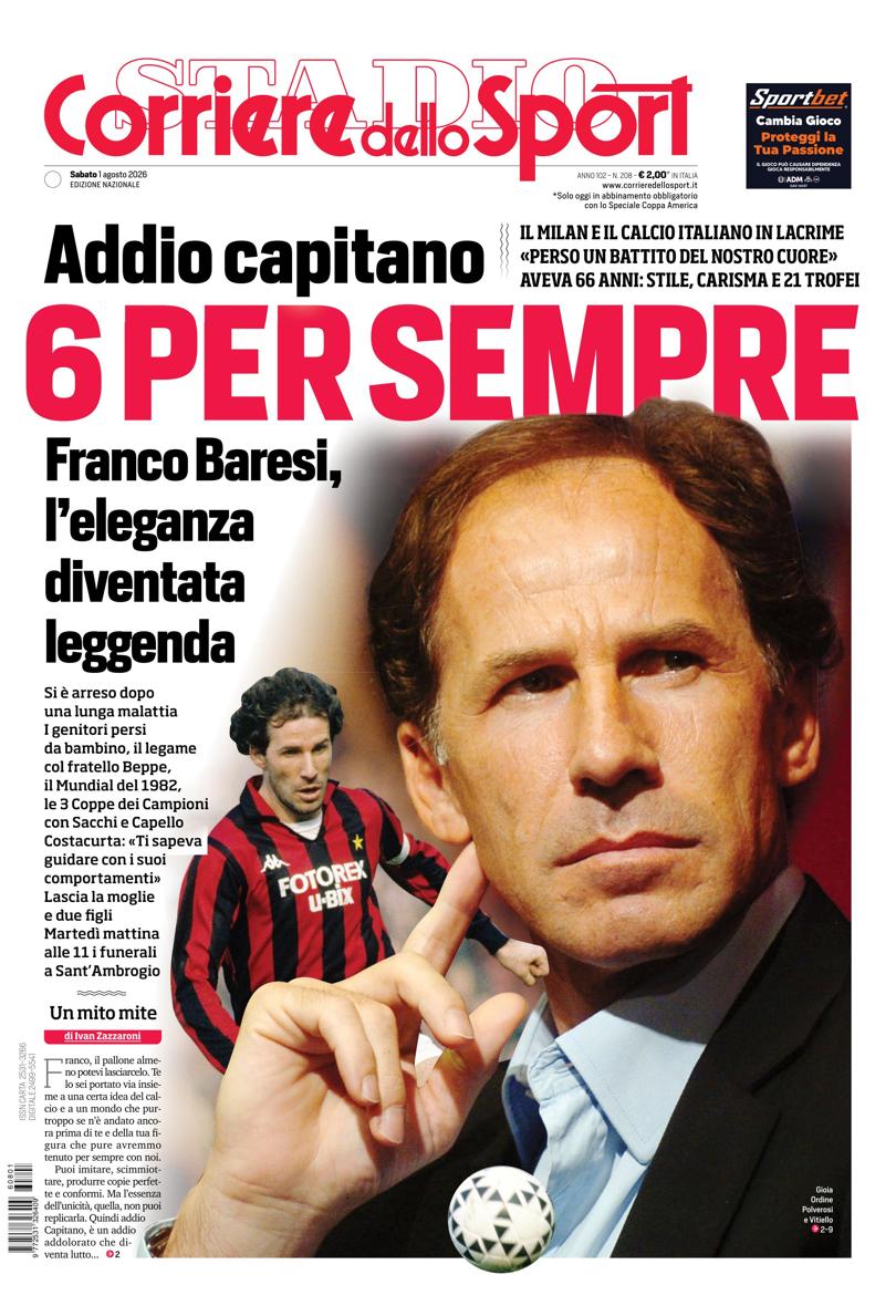 Prima pagina di oggi