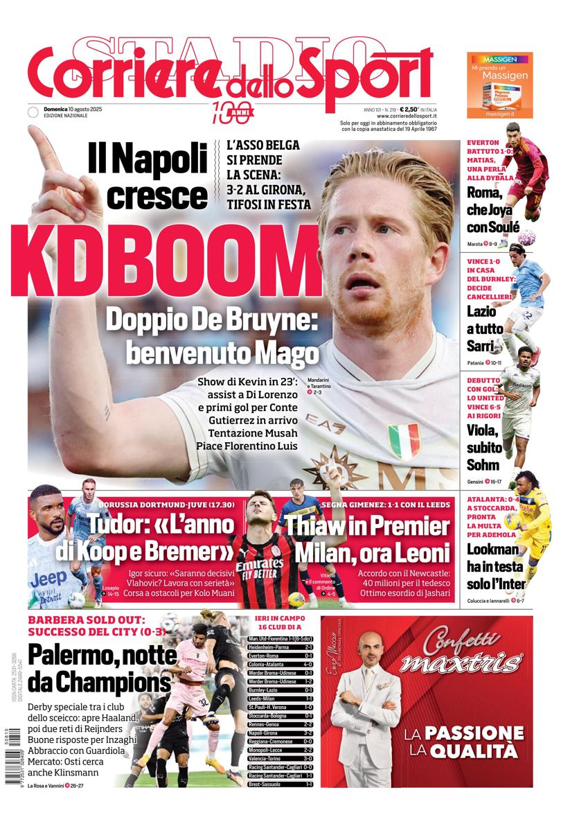 Prima pagina di oggi