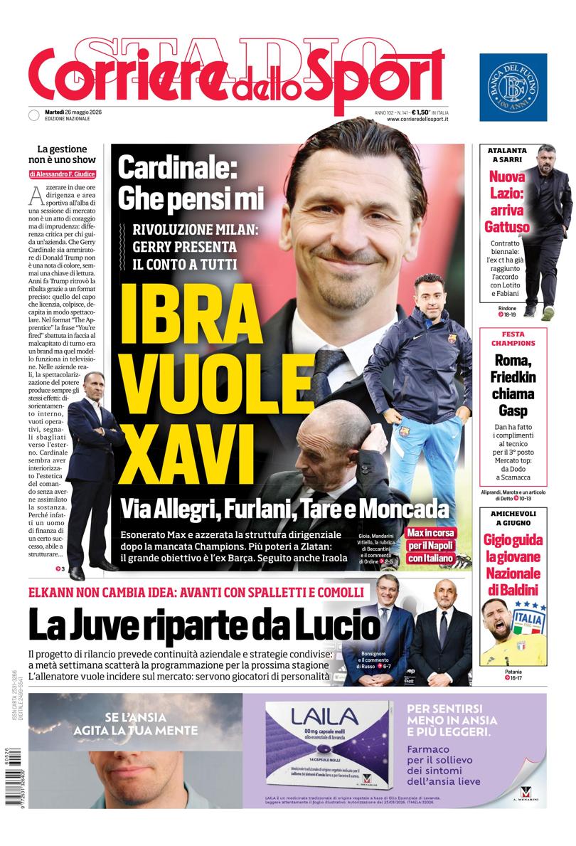 Prima pagina di oggi