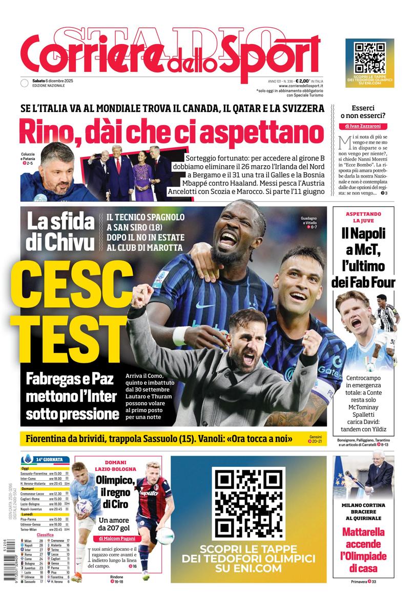 Prima pagina di oggi
