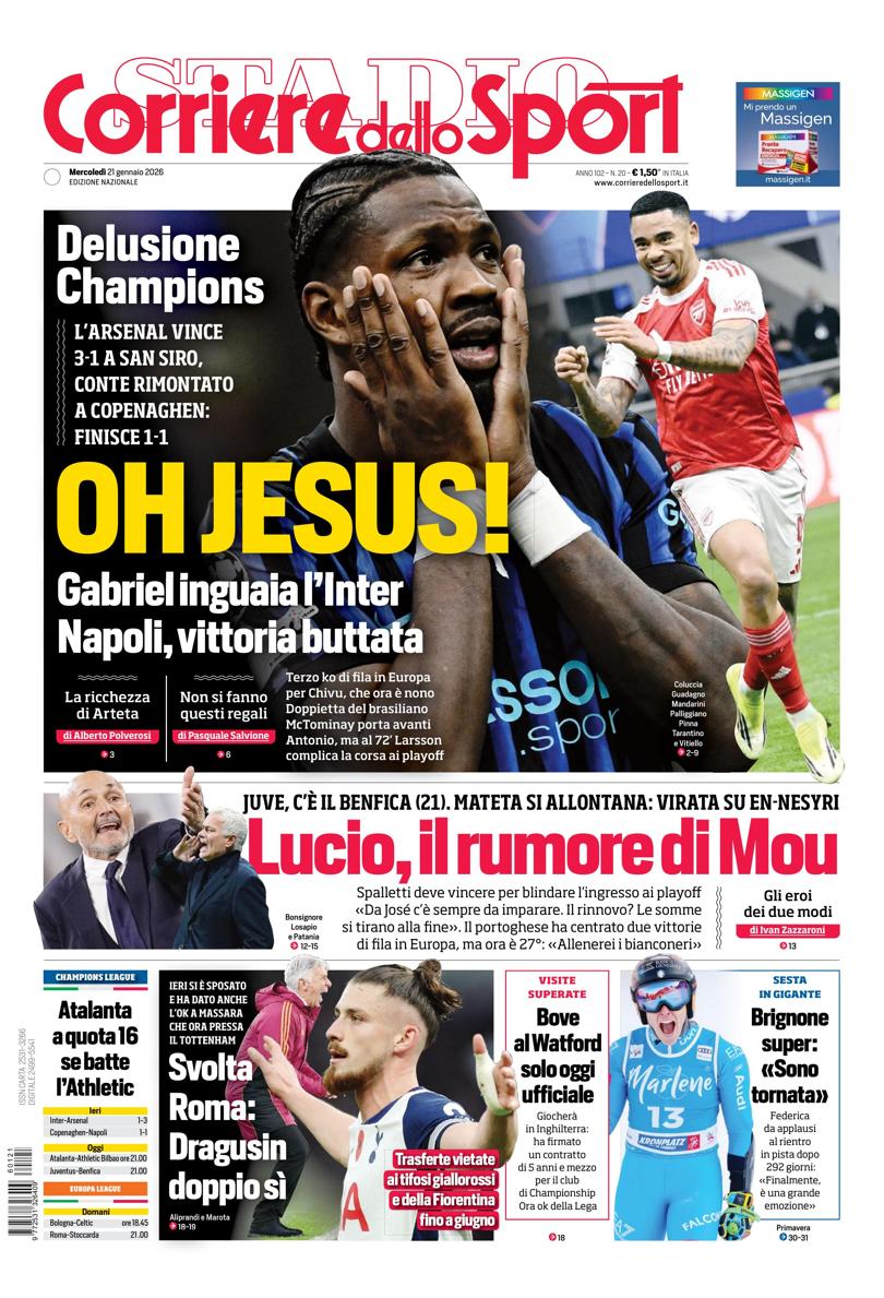 Prima pagina di oggi