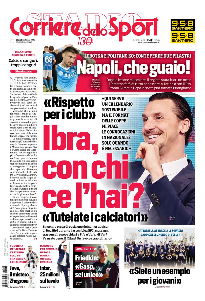 Prima pagina di oggi