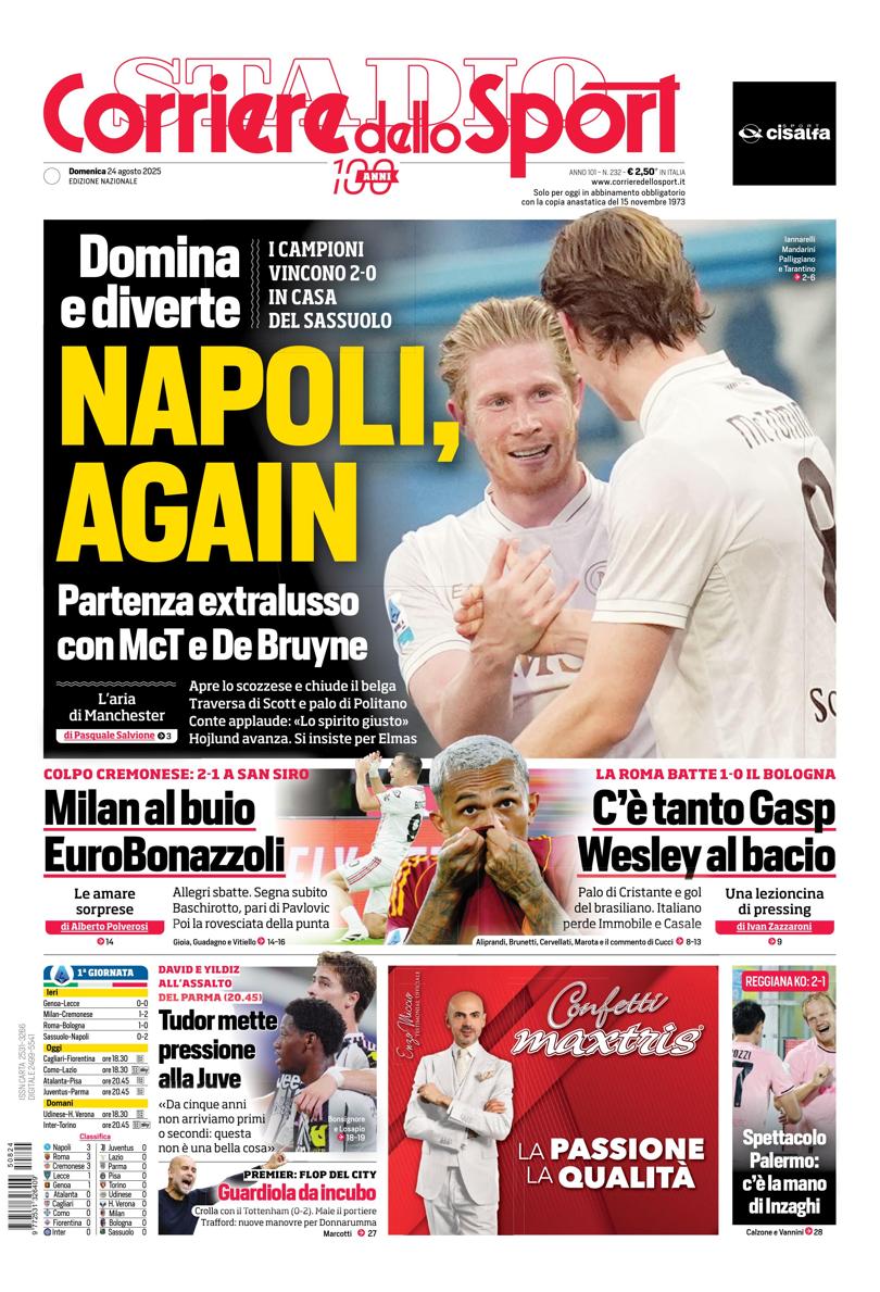 Prima pagina di oggi