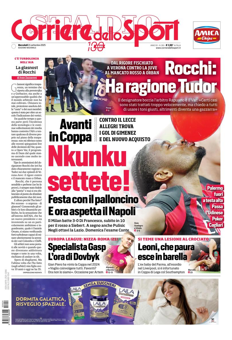 Prima pagina di oggi