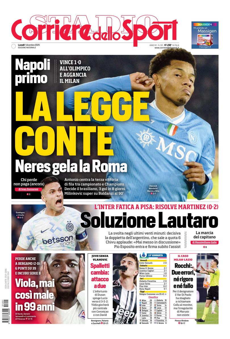 Prima pagina di oggi
