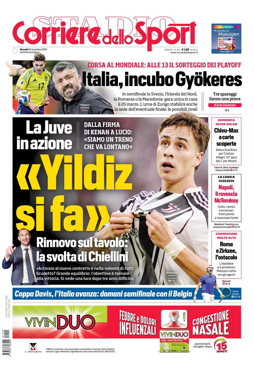 Prima pagina di oggi