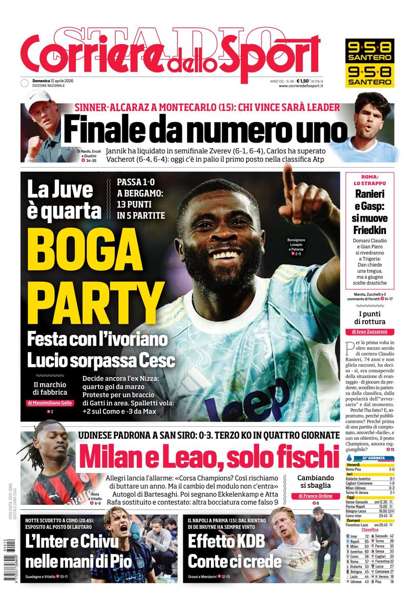 Prima pagina di oggi