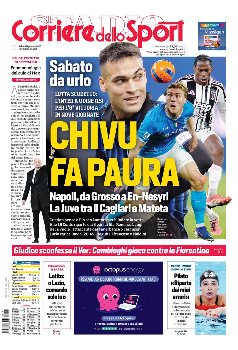 Prima pagina di oggi