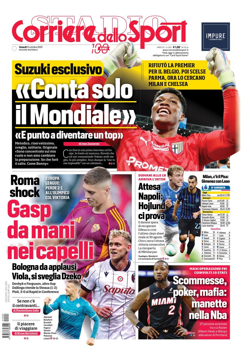 Prima pagina di oggi