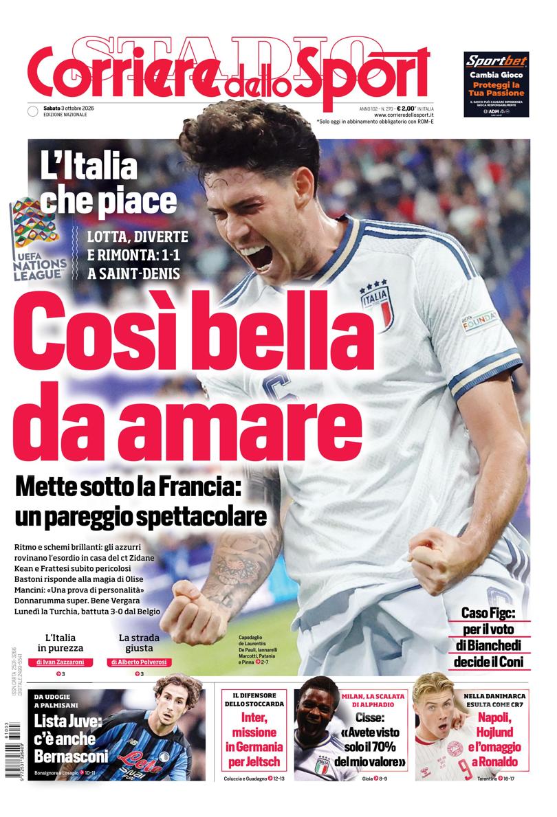 Prima pagina di oggi