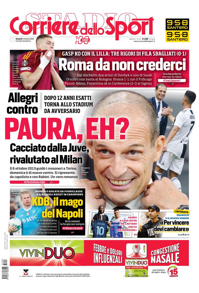 Prima pagina di oggi