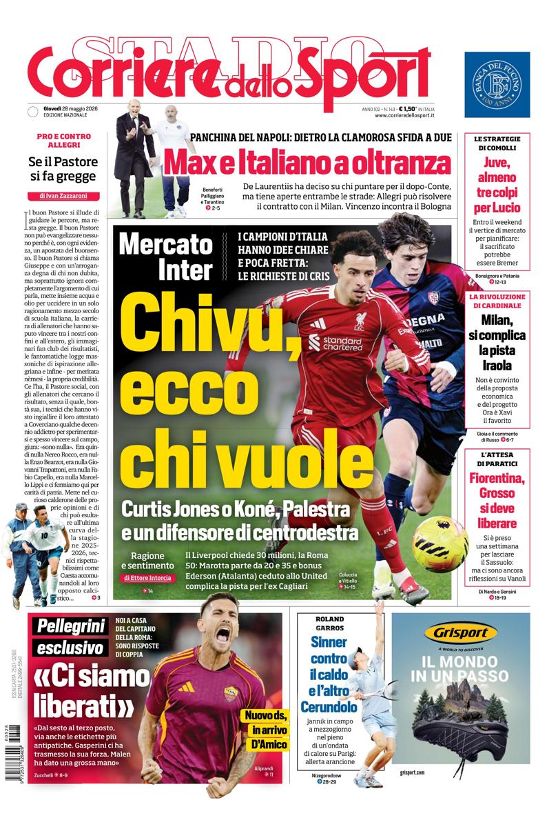 Prima pagina di oggi