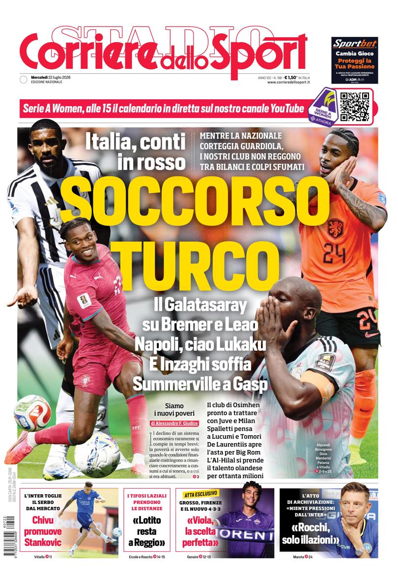 Prima pagina di oggi