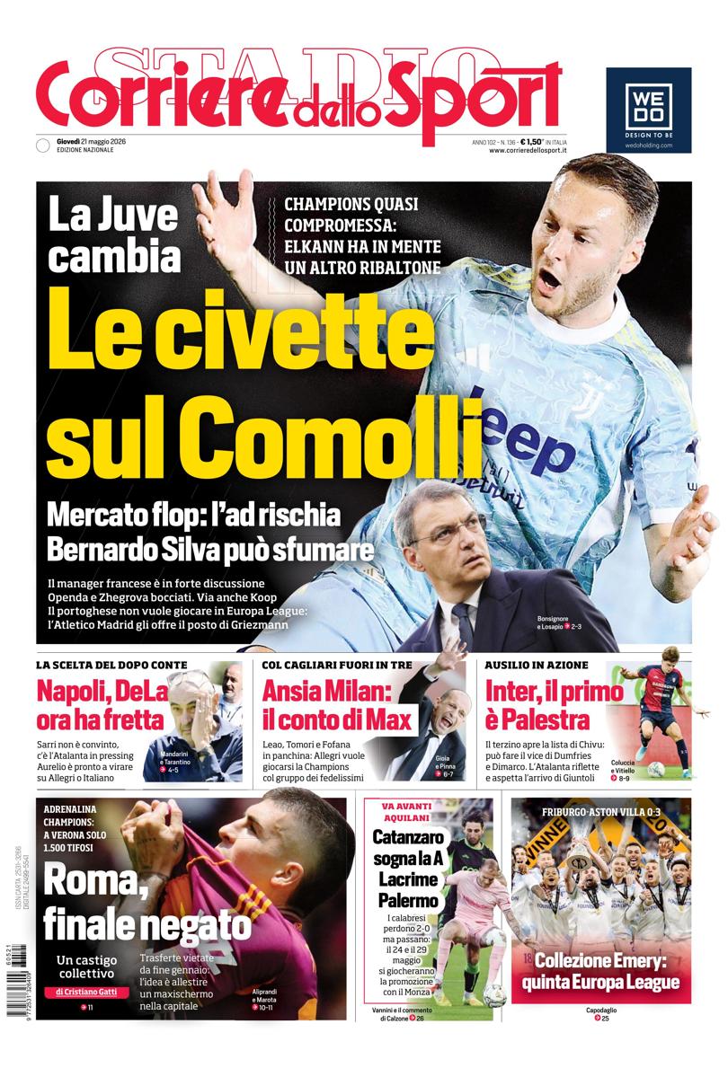 Prima pagina di oggi