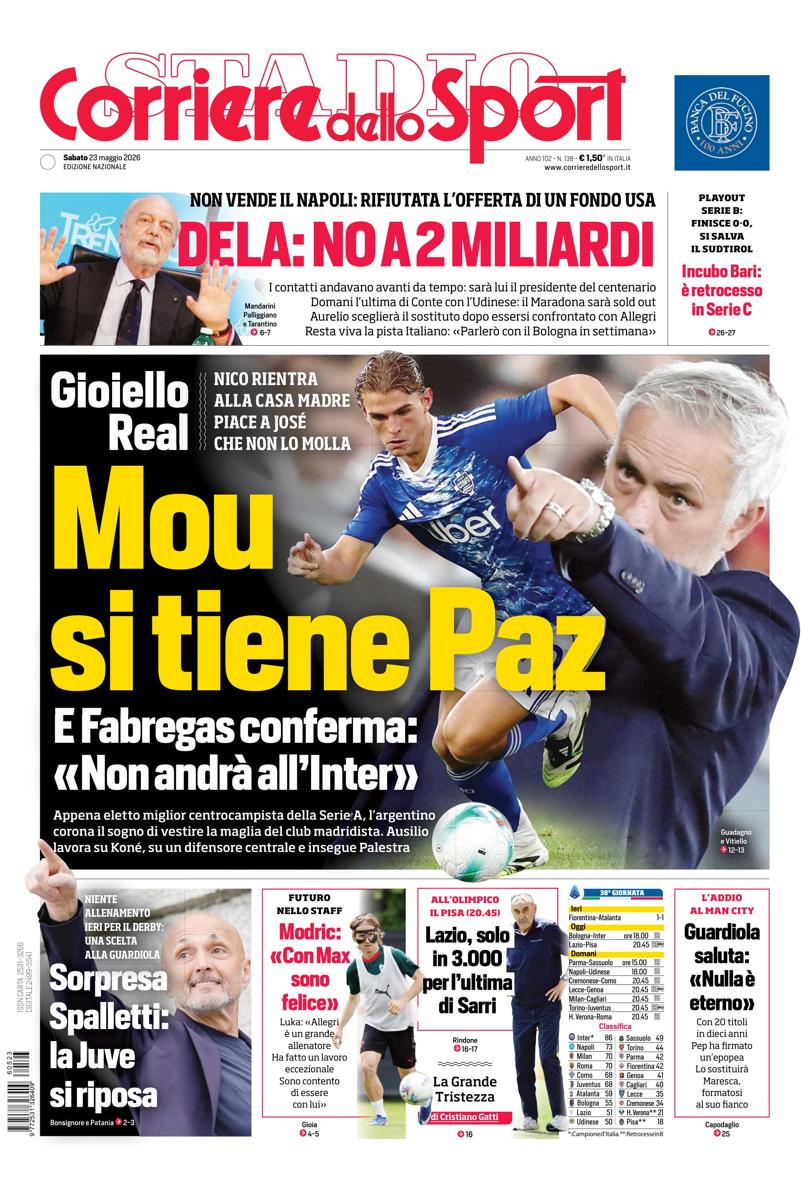 Prima pagina di oggi