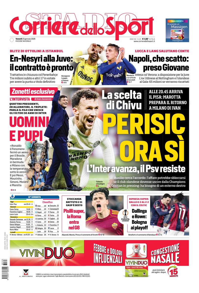 Prima pagina di oggi