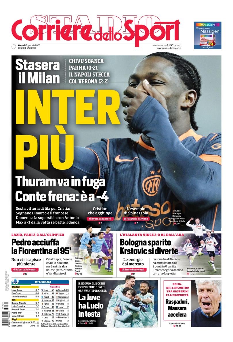 Prima pagina di oggi