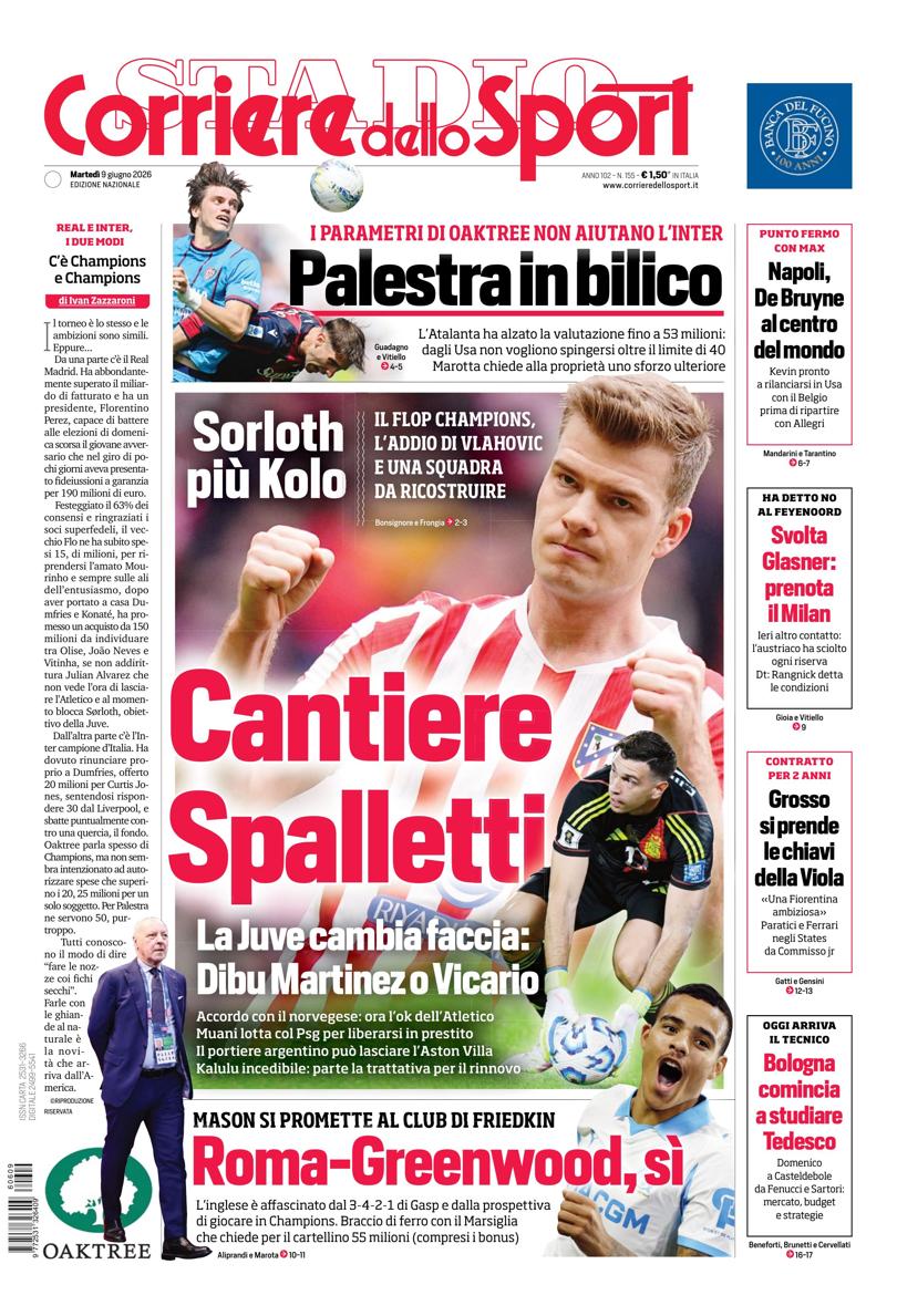 Prima pagina di oggi