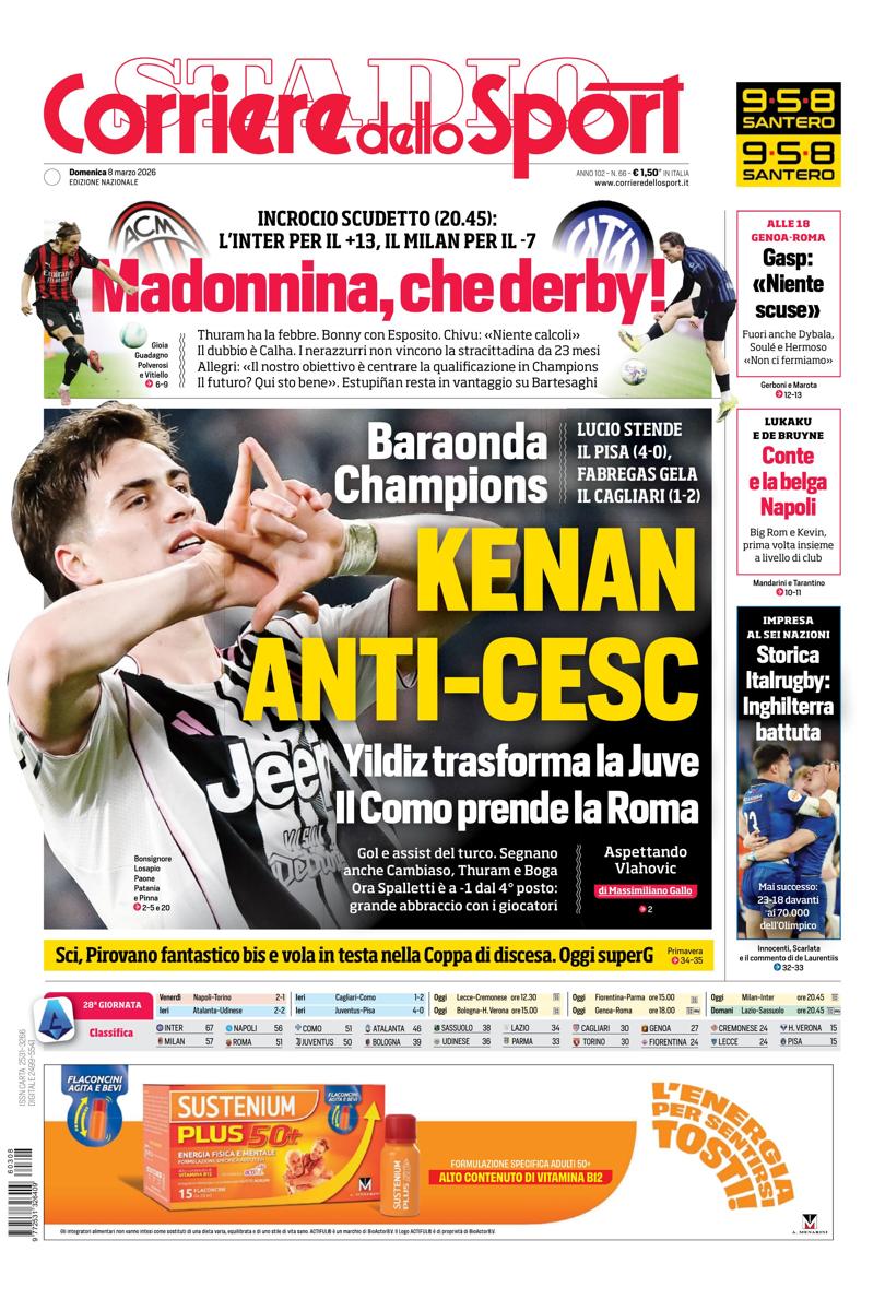 Prima pagina di oggi