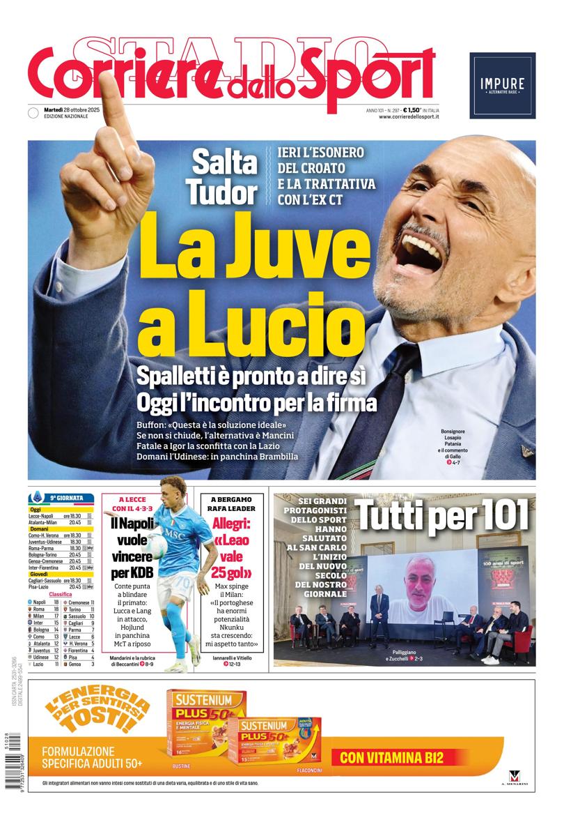 Prima pagina di oggi