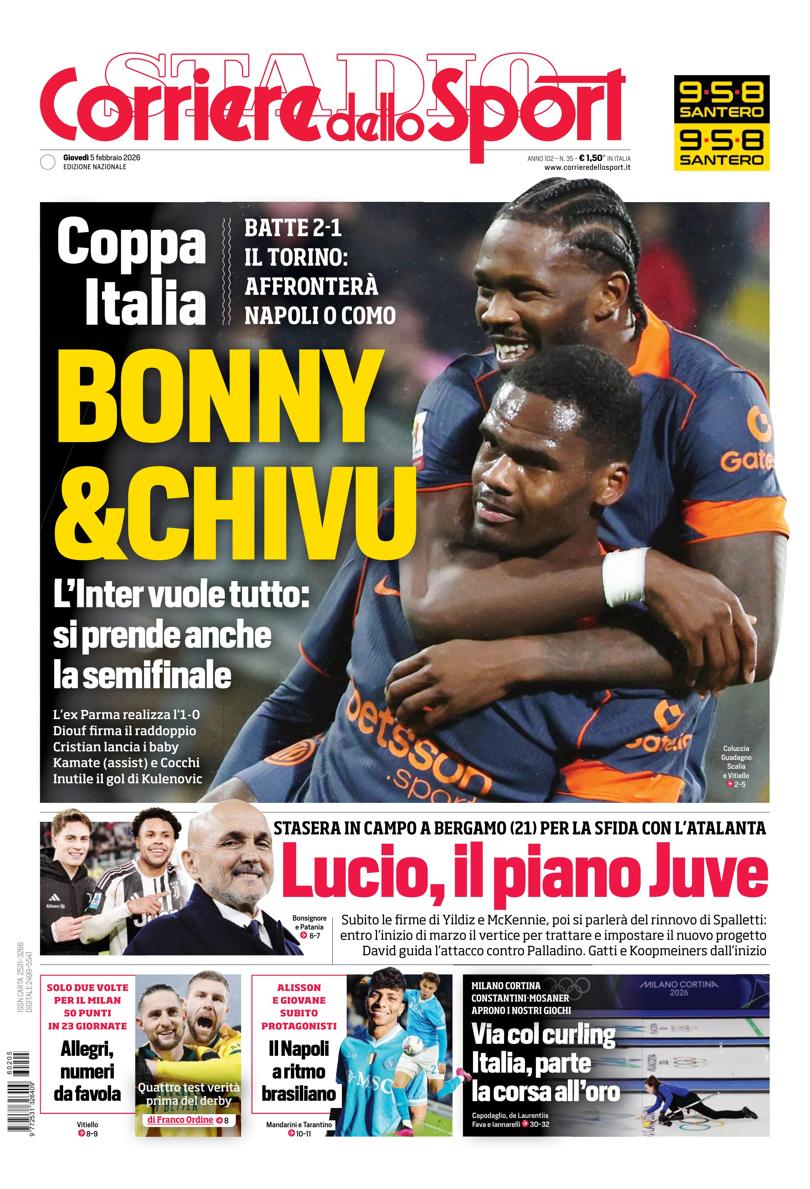 Prima pagina di oggi