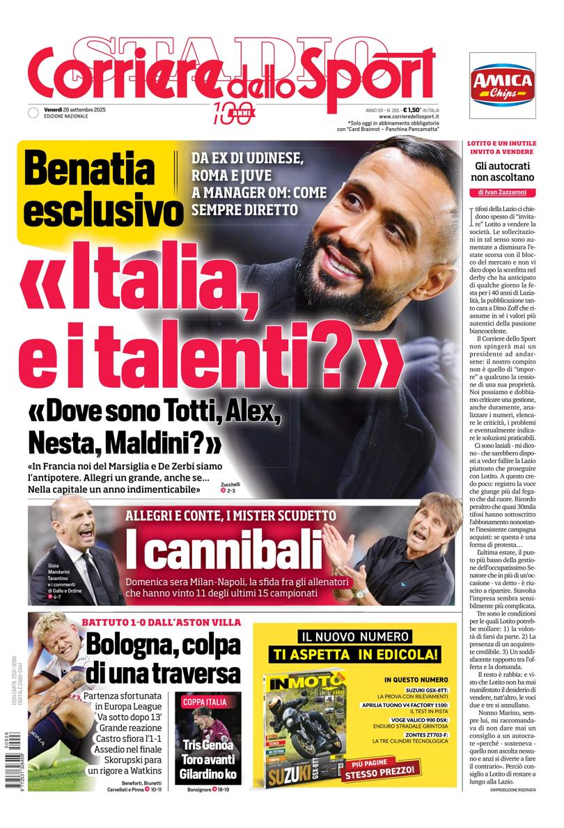Prima pagina di oggi