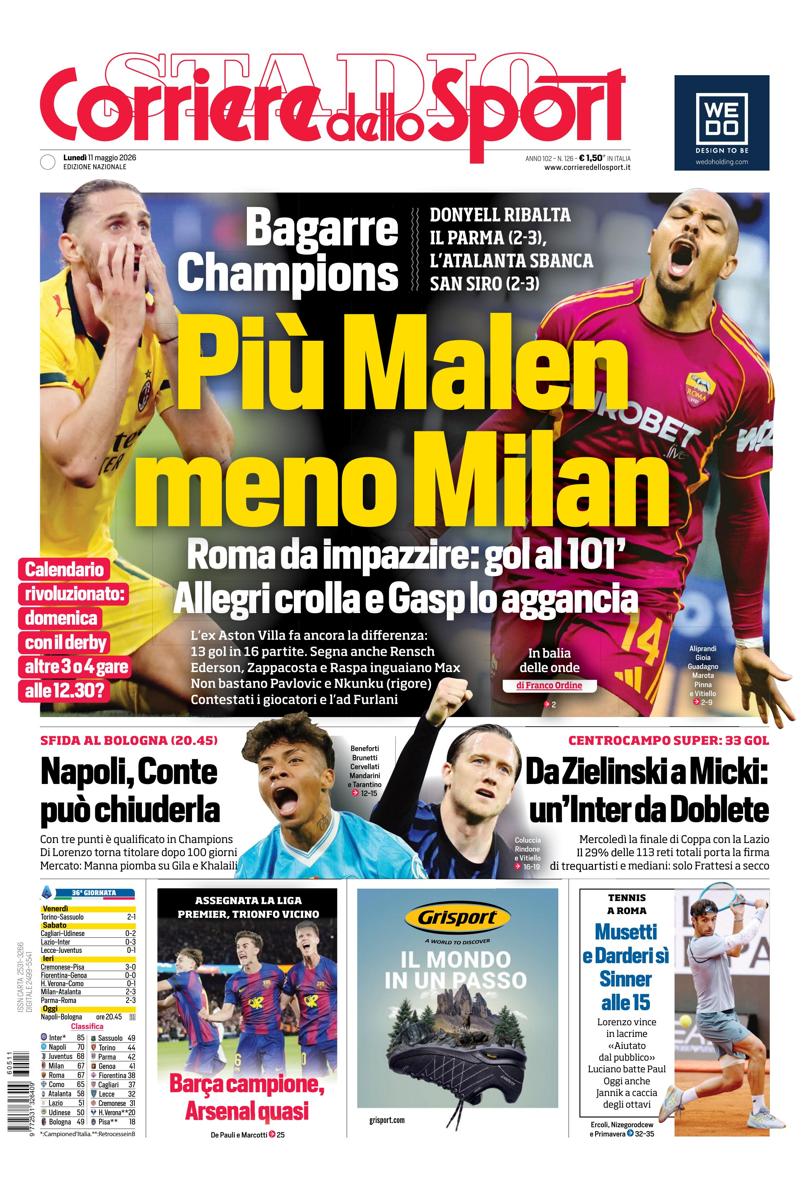 Prima pagina di oggi