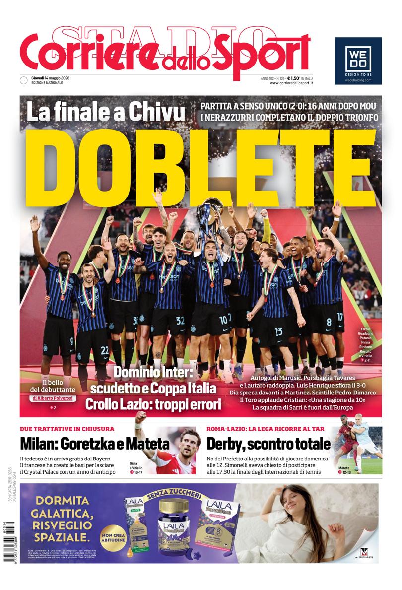 Prima pagina di oggi