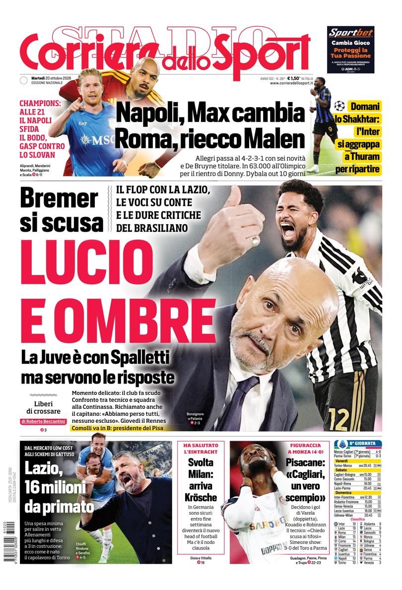 Prima pagina di oggi