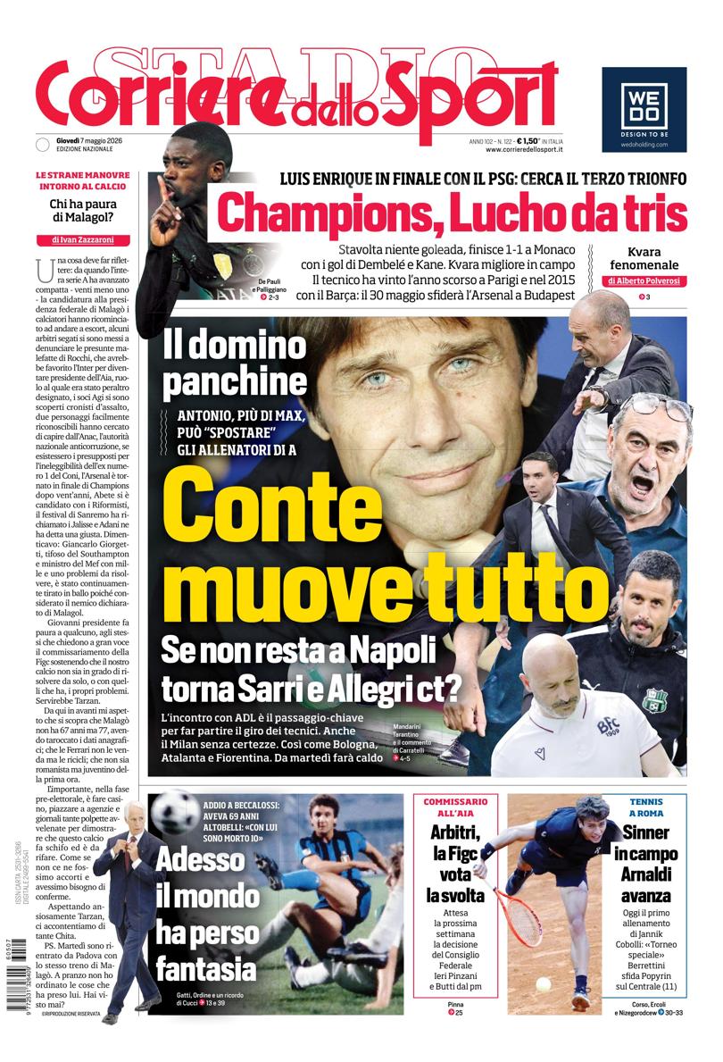 Prima pagina di oggi