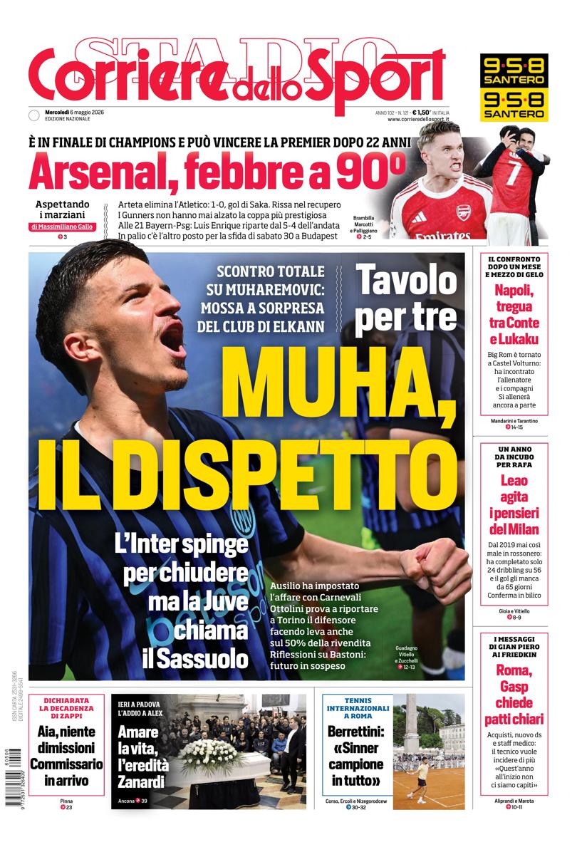 Prima pagina di oggi