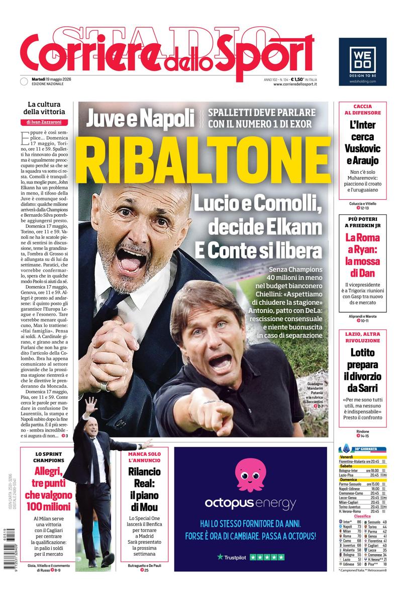 Prima pagina di oggi
