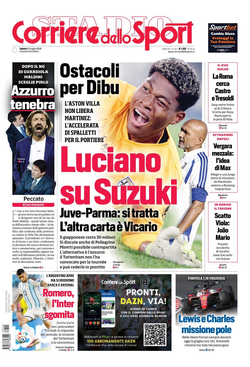 Prima pagina di oggi